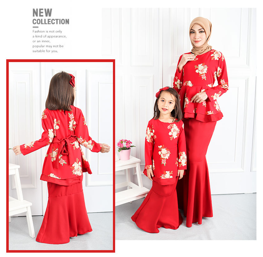 QA-556 KIDS PEPLUM KURUNG RED