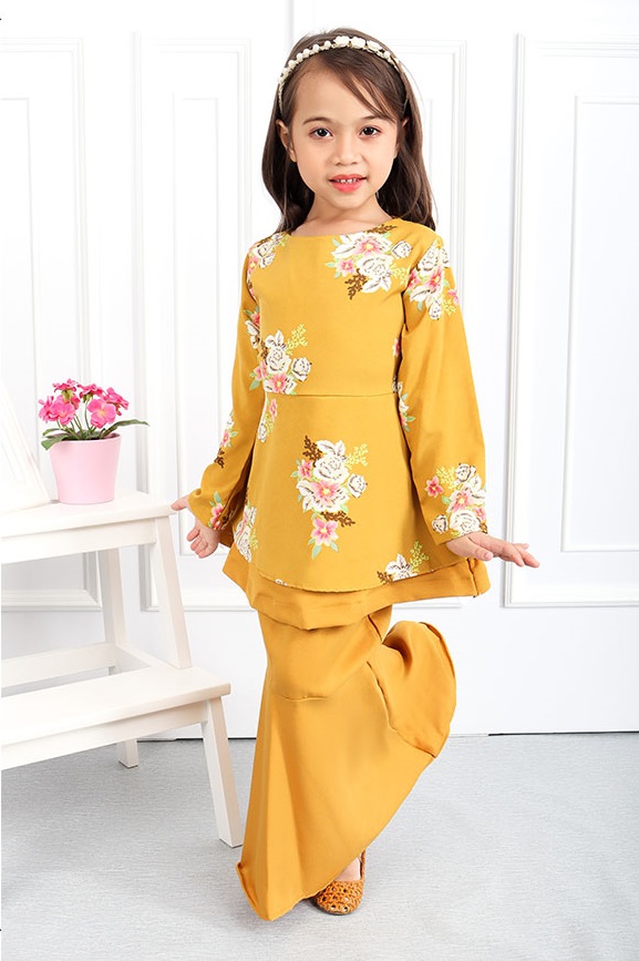 QA-556 KIDS PEPLUM KURUNG MUSTARD