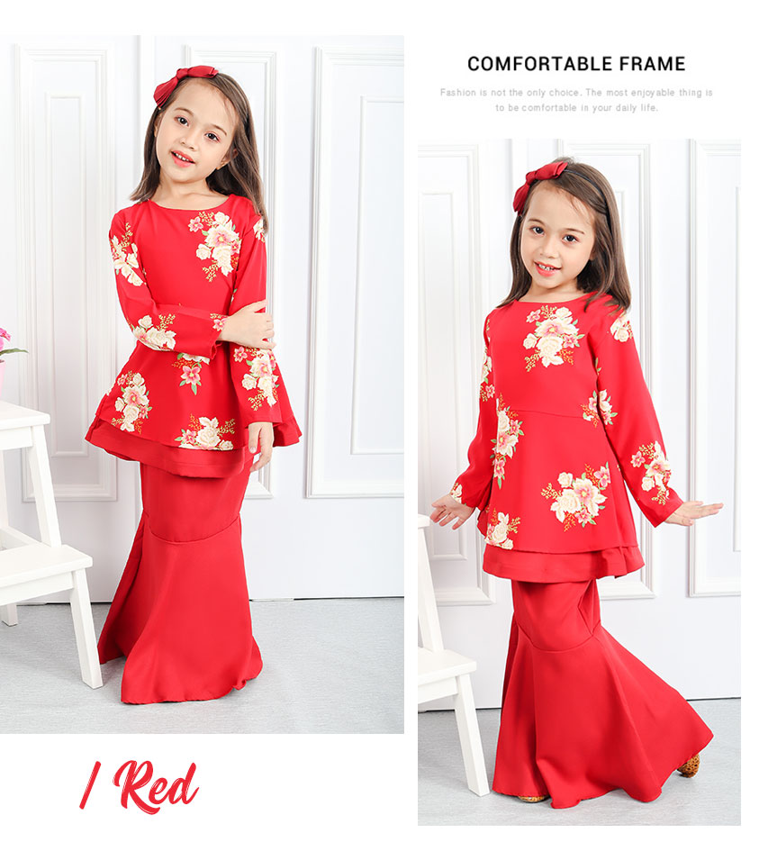 QA-556 KIDS PEPLUM KURUNG RED