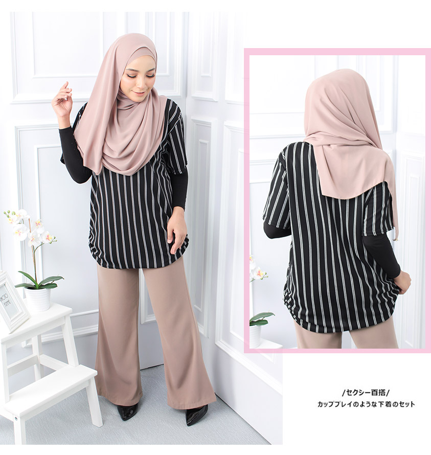 QA-559 PRINTED CASUAL TOP WHITE STRIPES