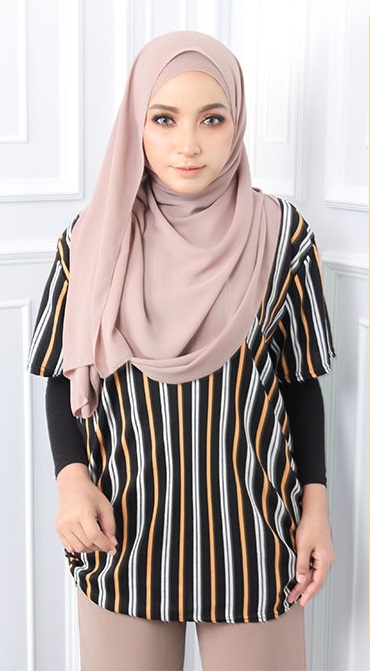 QA-559 PRINTED CASUAL TOP YELLOW STRIPES