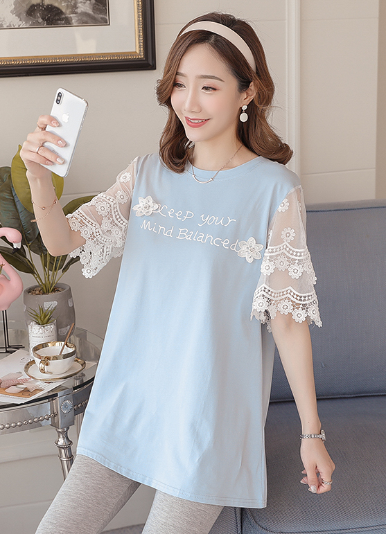 ZL814 Stylish Maternity Dress Blue