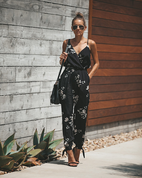 ZL815 Fashion Jumpsuit Black Flower