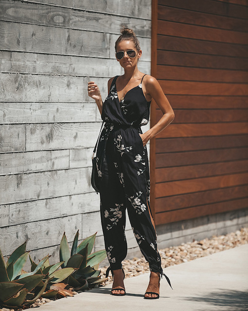 ZL815 Fashion Jumpsuit Black Flower