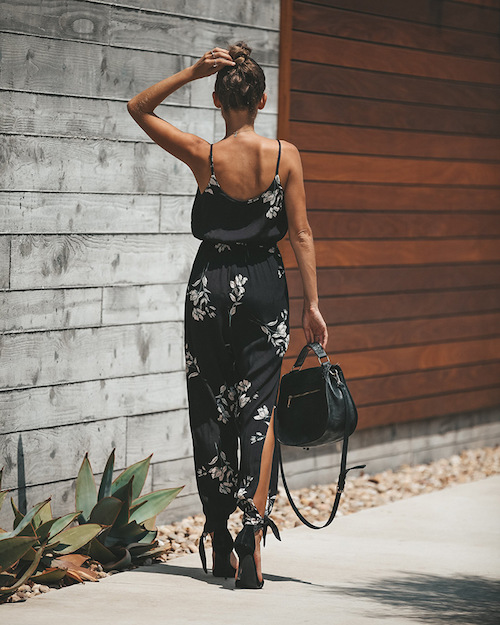 ZL815 Fashion Jumpsuit Black Flower