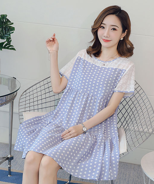 ZL832 Maternity Dress Blue