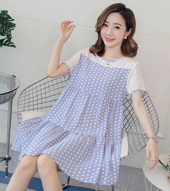ZL832 Maternity Dress Blue