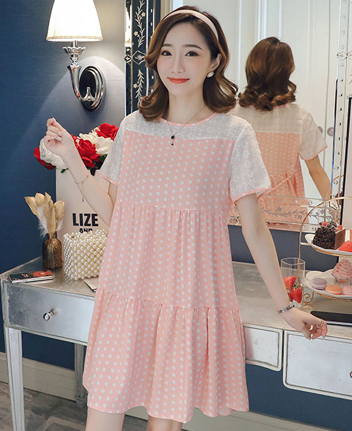 ZL832 Maternity Dress Pink