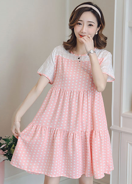 ZL832 Maternity Dress Pink