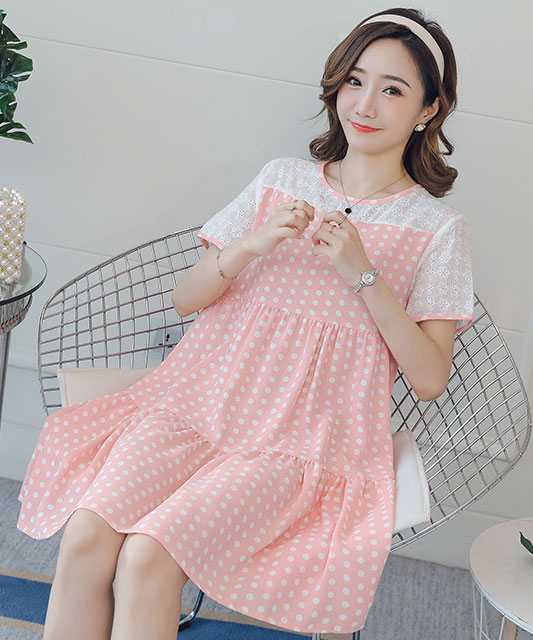 ZL832 Maternity Dress Pink