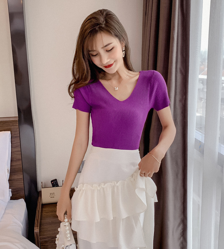 ZL849 Casual Knitted Top Purple