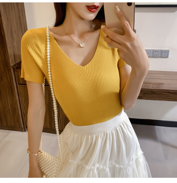 ZL849 Casual Knitted Top Yellow