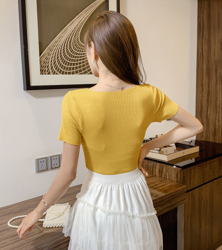 ZL849 Casual Knitted Top Yellow