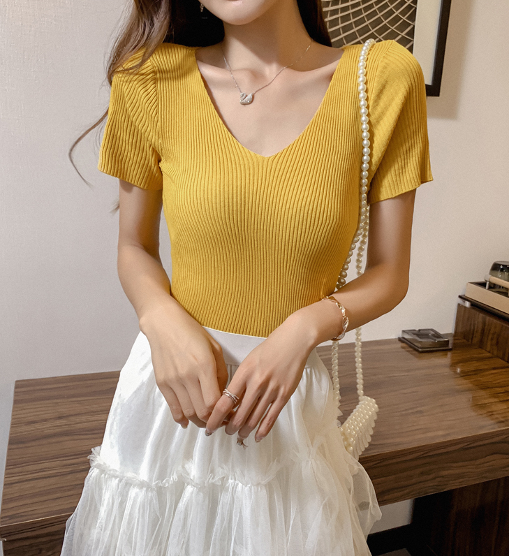 ZL849 Casual Knitted Top Yellow