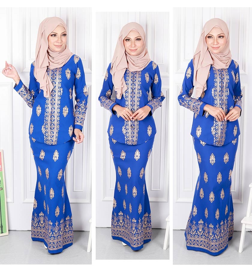 QA-568 MODERN SONGKET KEBAYA SET ROYAL BLUE