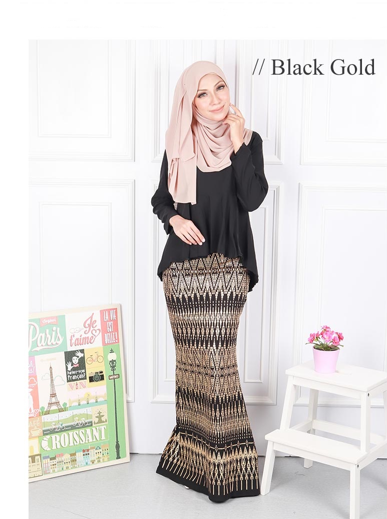 QA-569 ELEGANT SONGKET MODERN KURUNG BLACK GOLD