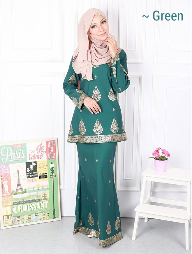 QA-573 MODERN SONGKET KURUNG SET GREEN