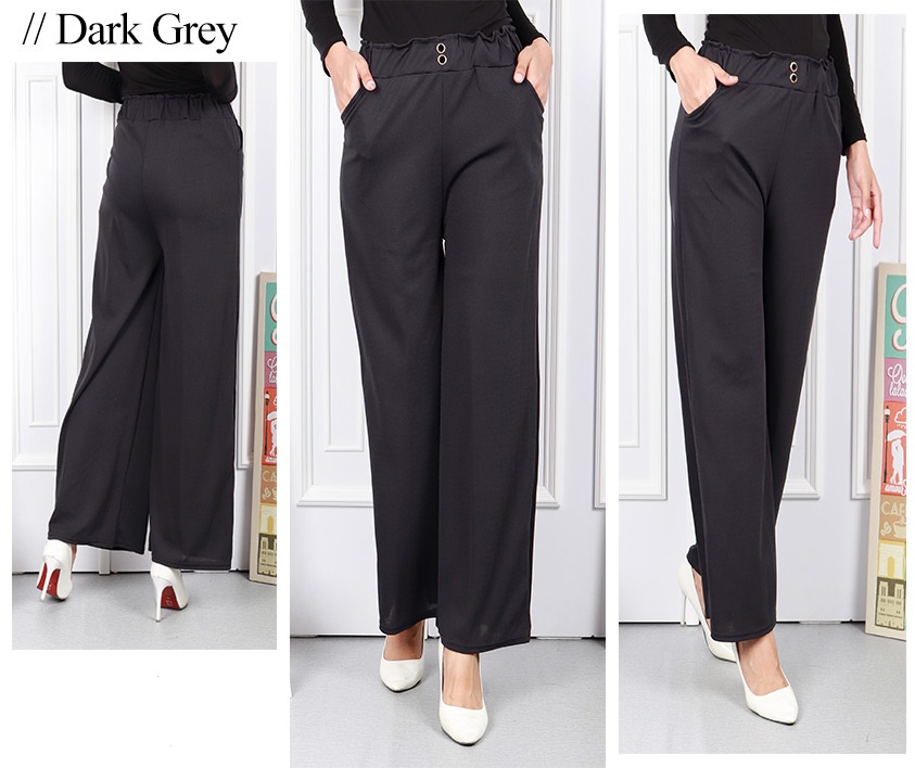 QA-590 BUTTON STRAIGHT PANTS DARK GREY