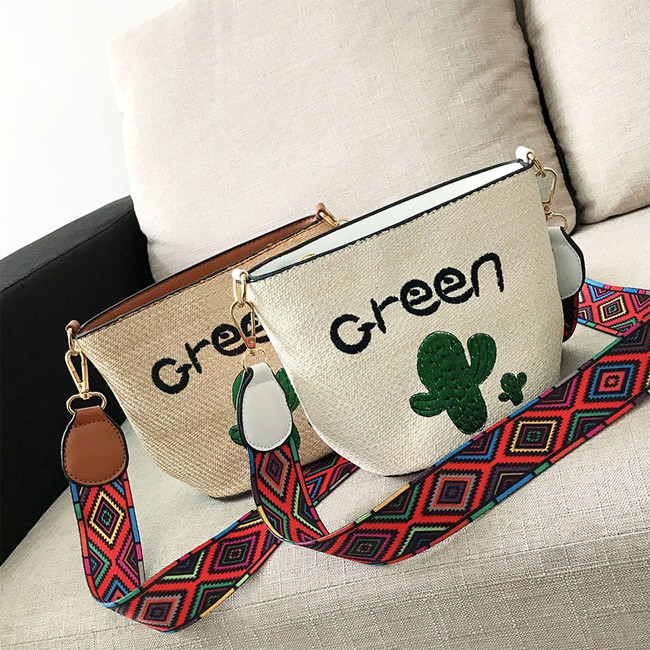 KW80422 Cute Green Cactus Bag Cream