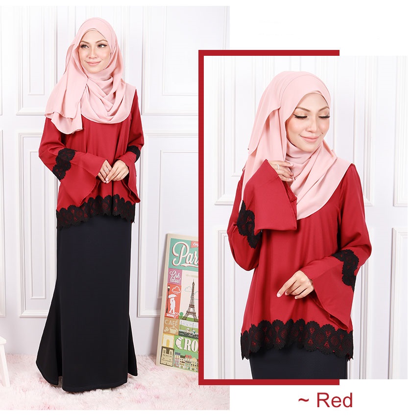 QA-596 CLASSIC LACE BLOUSE RED