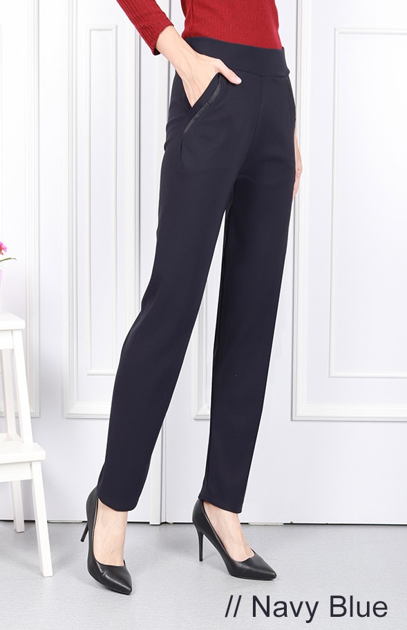 QA-599 ELASTIC FIT PANTS NAVY BLUE