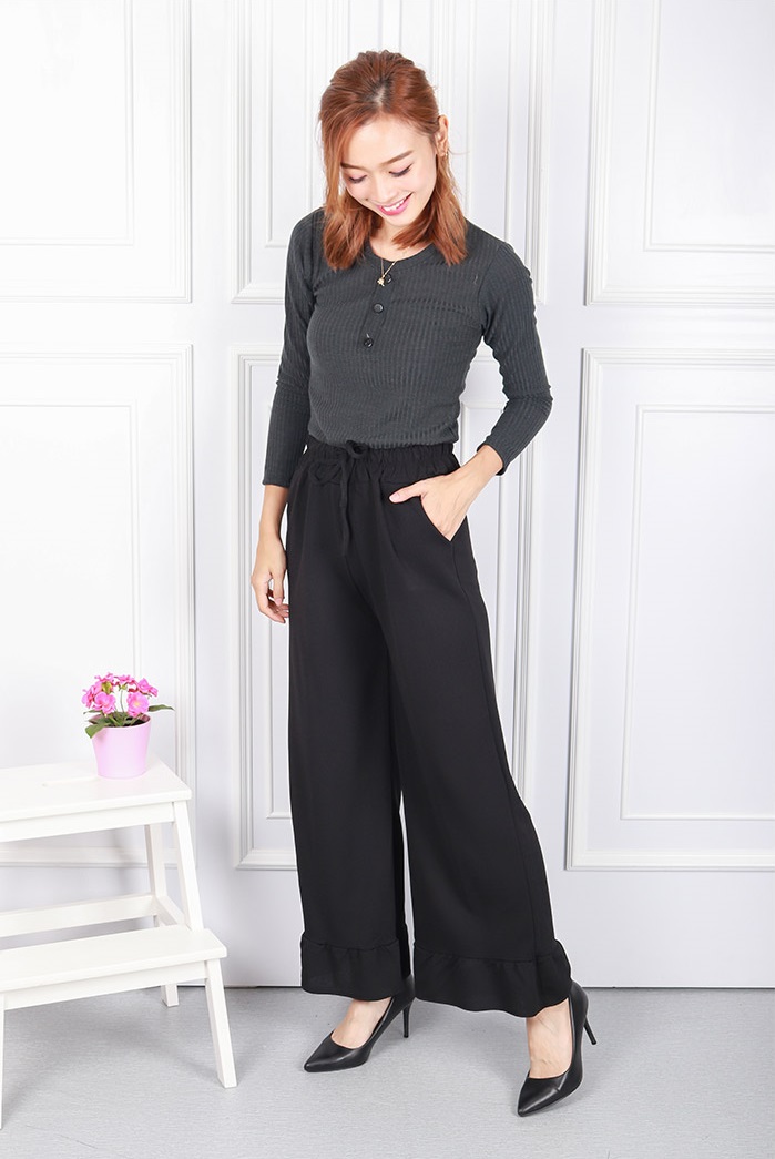 QA-611 ELASTIC PANTS BLACK