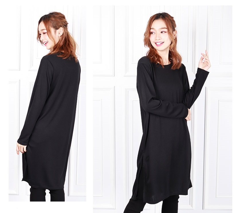 QA-616 CASUAL SIDE SLITS BLOUSE BLACK