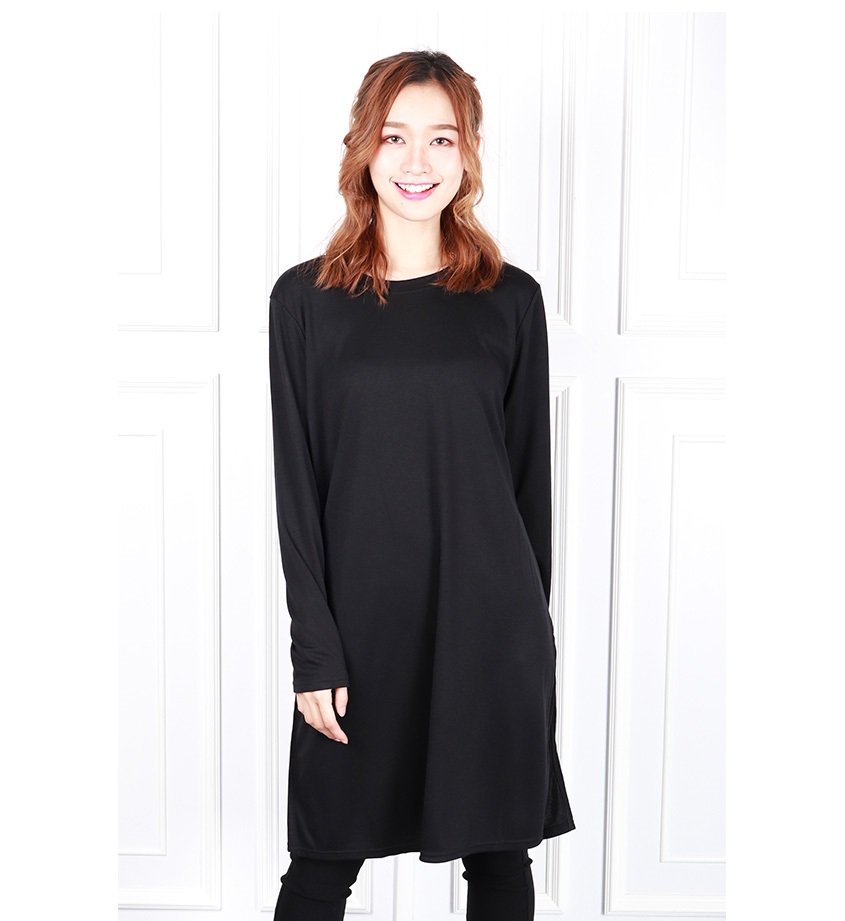 QA-616 CASUAL SIDE SLITS BLOUSE BLACK