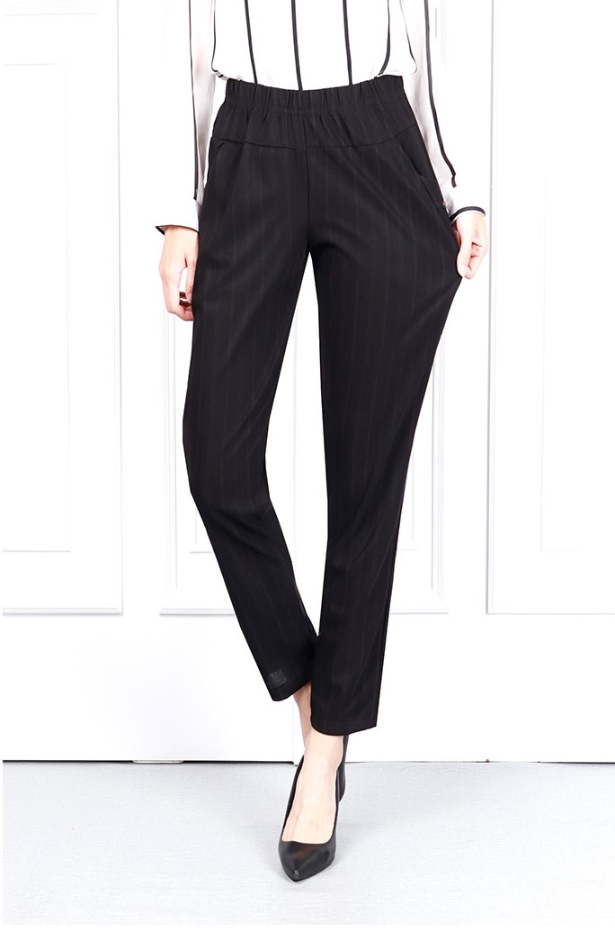 QA-617 STRIPES PRINTED TROUSER BLACK 