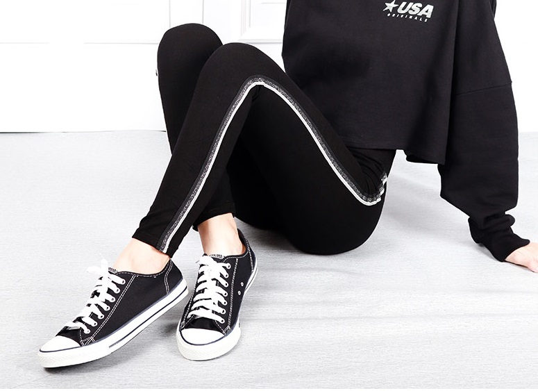 QA-621 SIDE STRIPED LEGGING SILVER