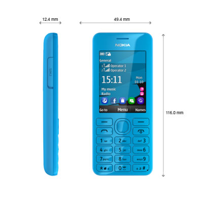 (BLUE)Nokia 206 DUAL SIM IMPORT REFURBISHED(Ready Stock)
