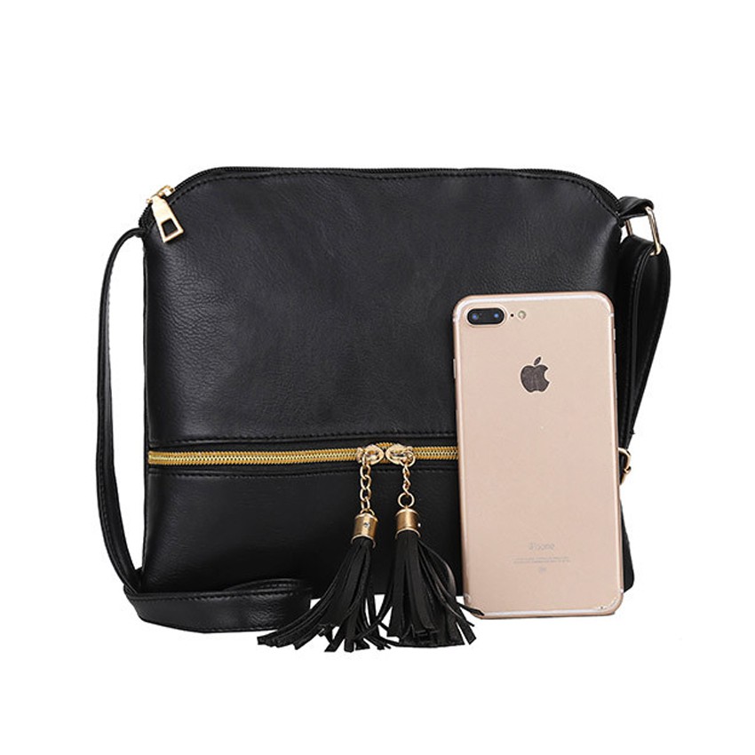 KW80461 CASUAL TASSEL BAG BLACK