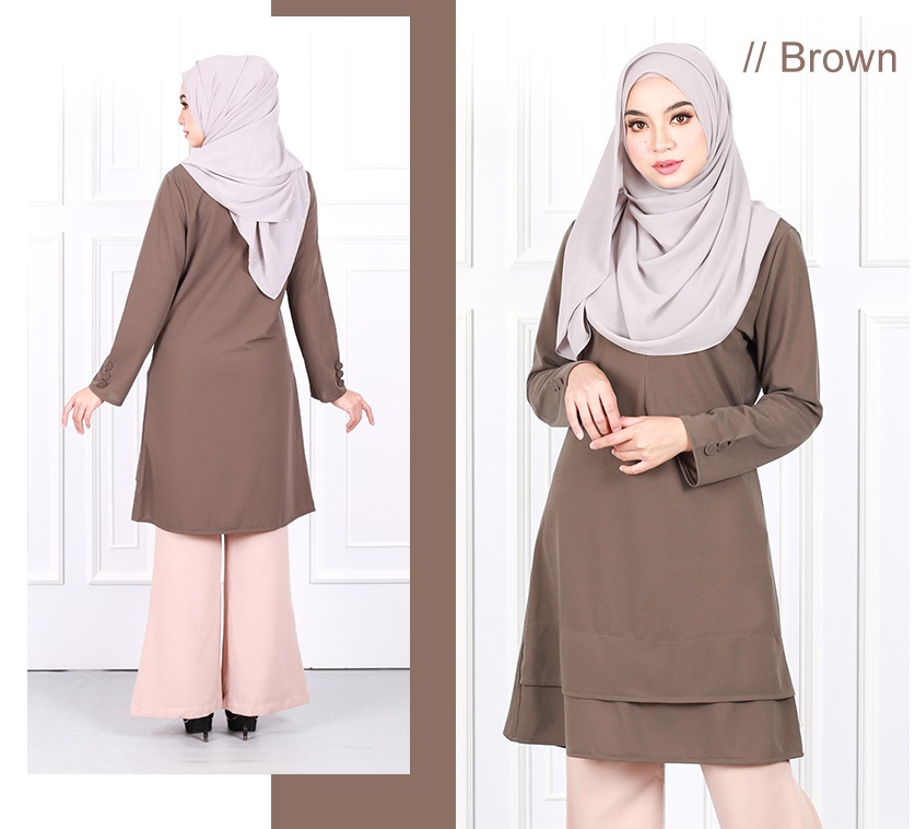 QA-630 FRONT ZIP JASMINE BLOUSE BROWN