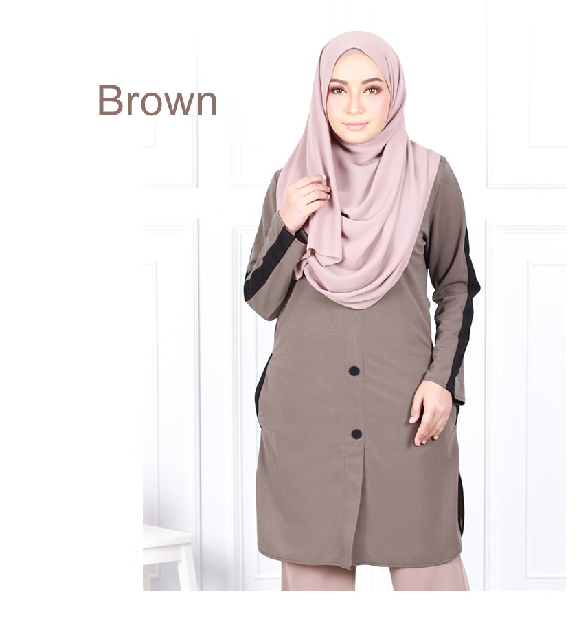 QA-631 MEENA TUNIC BLOUSE BROWN