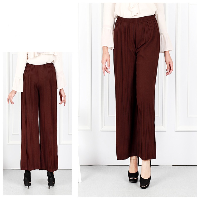 QA-635 ELASTIC CASUAL PANTS BROWN