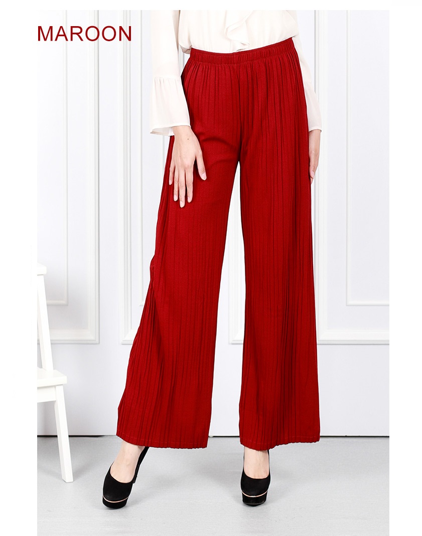 QA-635 ELASTIC CASUAL PANTS MAROON