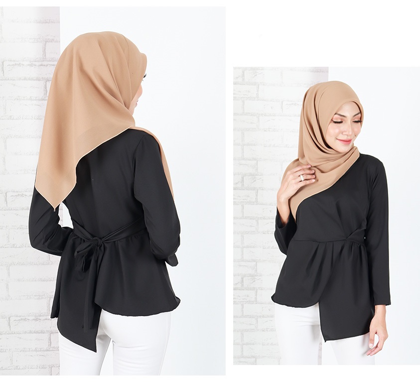 QA-655 LILY PEPLUM BLOUSE BLACK