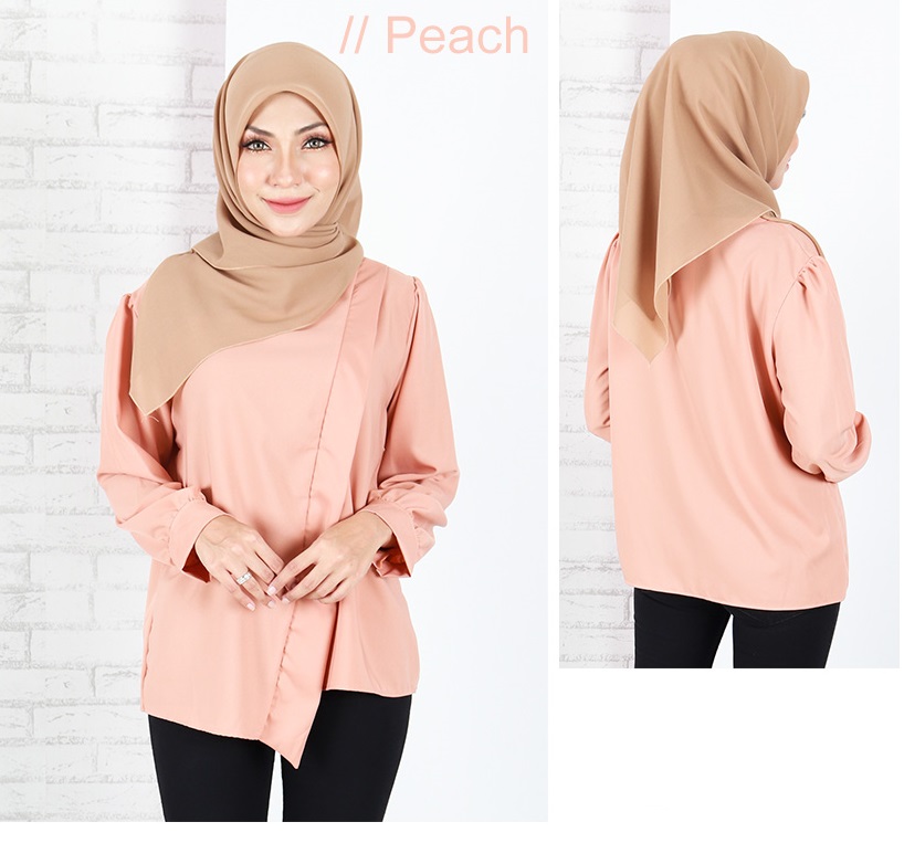 QA-656 KISTENA PLAIN BLOUSE PEACH