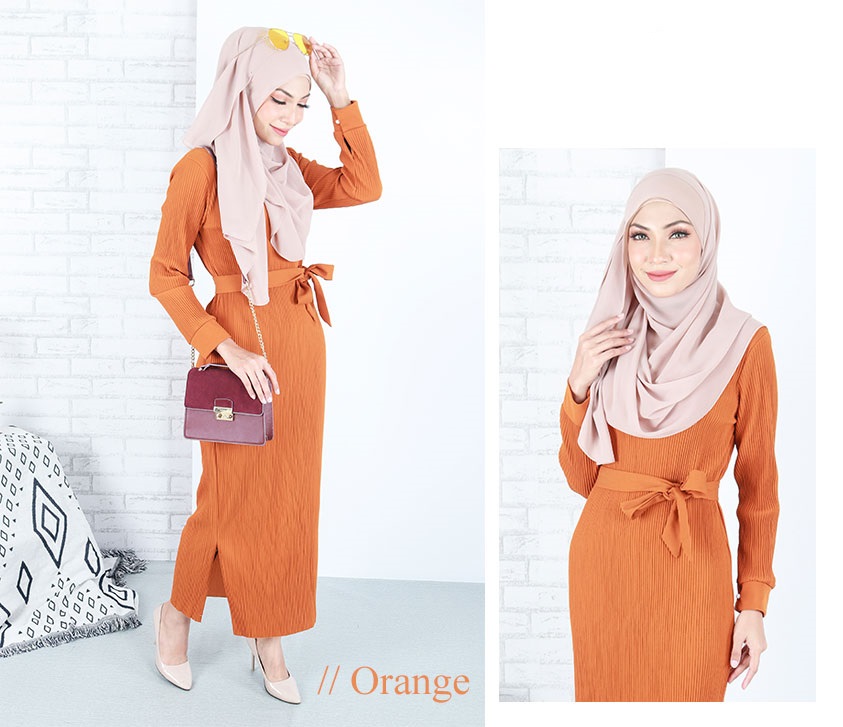 QA-661 MODERN SLIM DRESS ORANGE