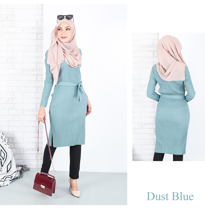 QA-662 WOMEN'S MIDI DRESS DUST BLUE