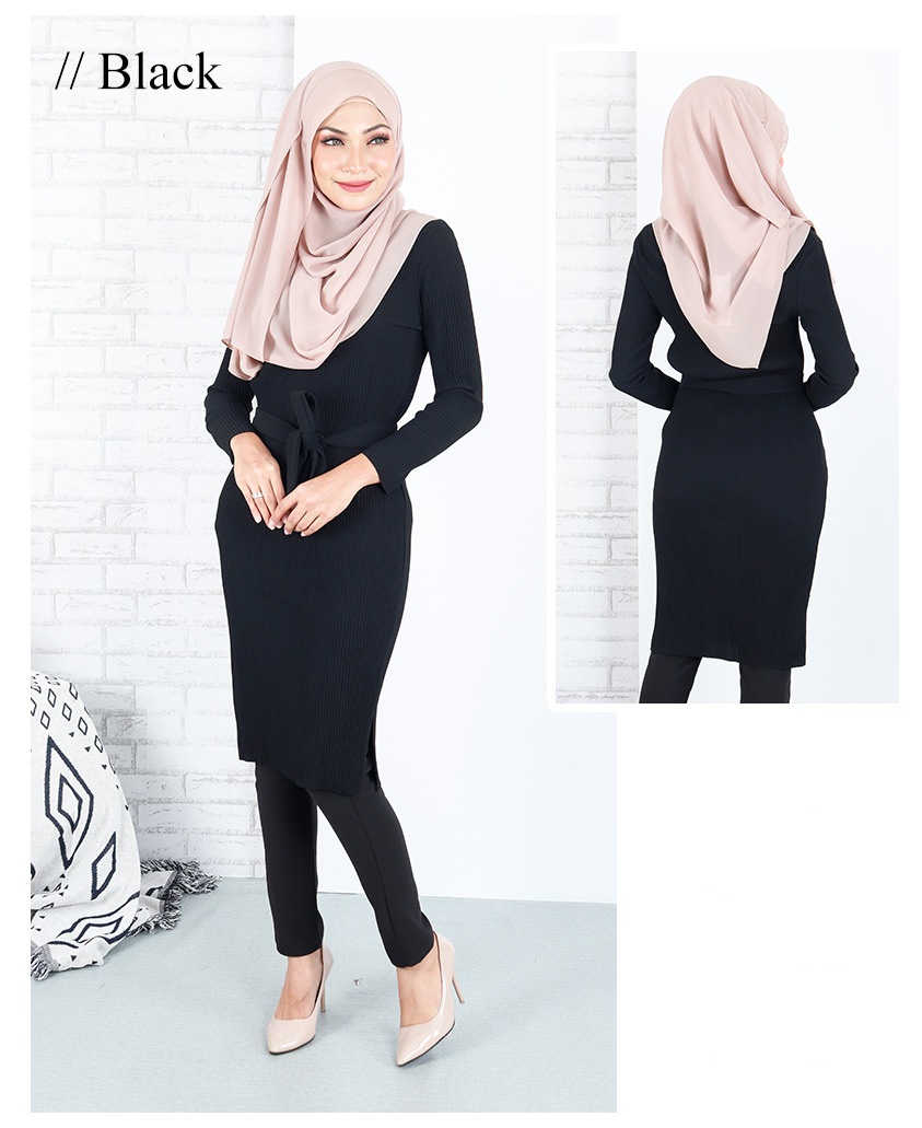 QA-662 WOMEN'S MIDI DRESS BLACK