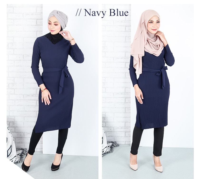 QA-662 WOMEN'S MIDI DRESS NAVY BLUE