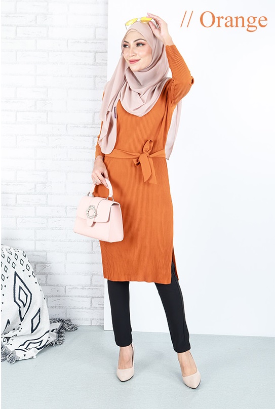 QA-662 WOMEN'S MIDI DRESS ORANGE