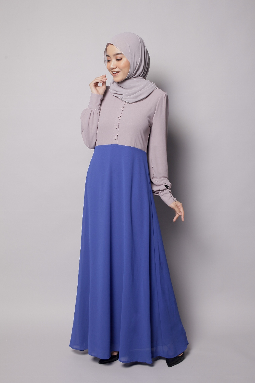 BM71147 TWO TONE JUBAH ROYAL BLUE
