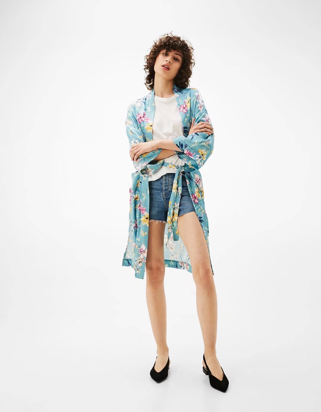 BM71150 Casual Floral Cardigan Blue