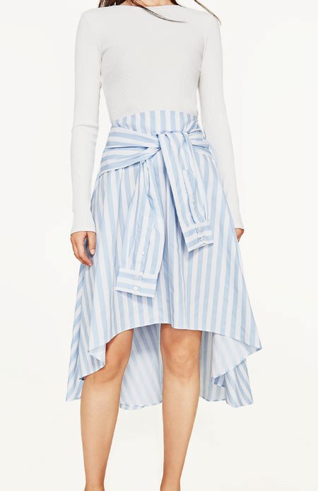 BM71154 STRIPED SKIRT LIGHT BLUE