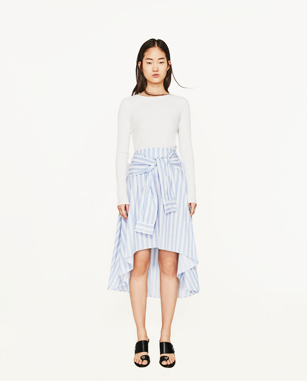 BM71154 STRIPED SKIRT LIGHT BLUE