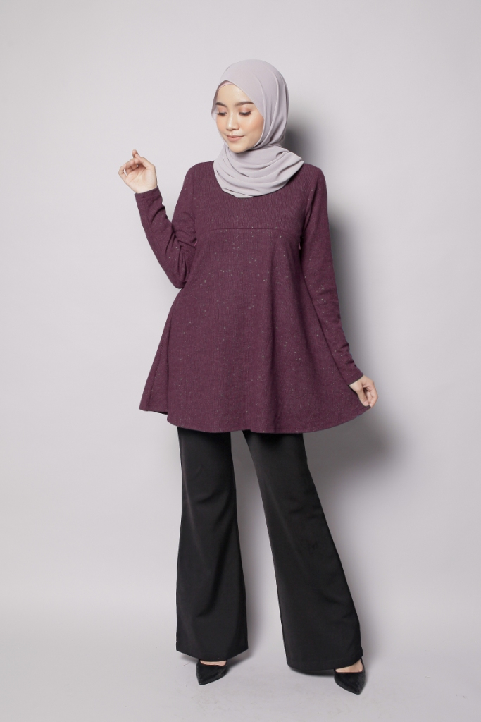 BM71170 GLITTER TOP PURPLE MAROON