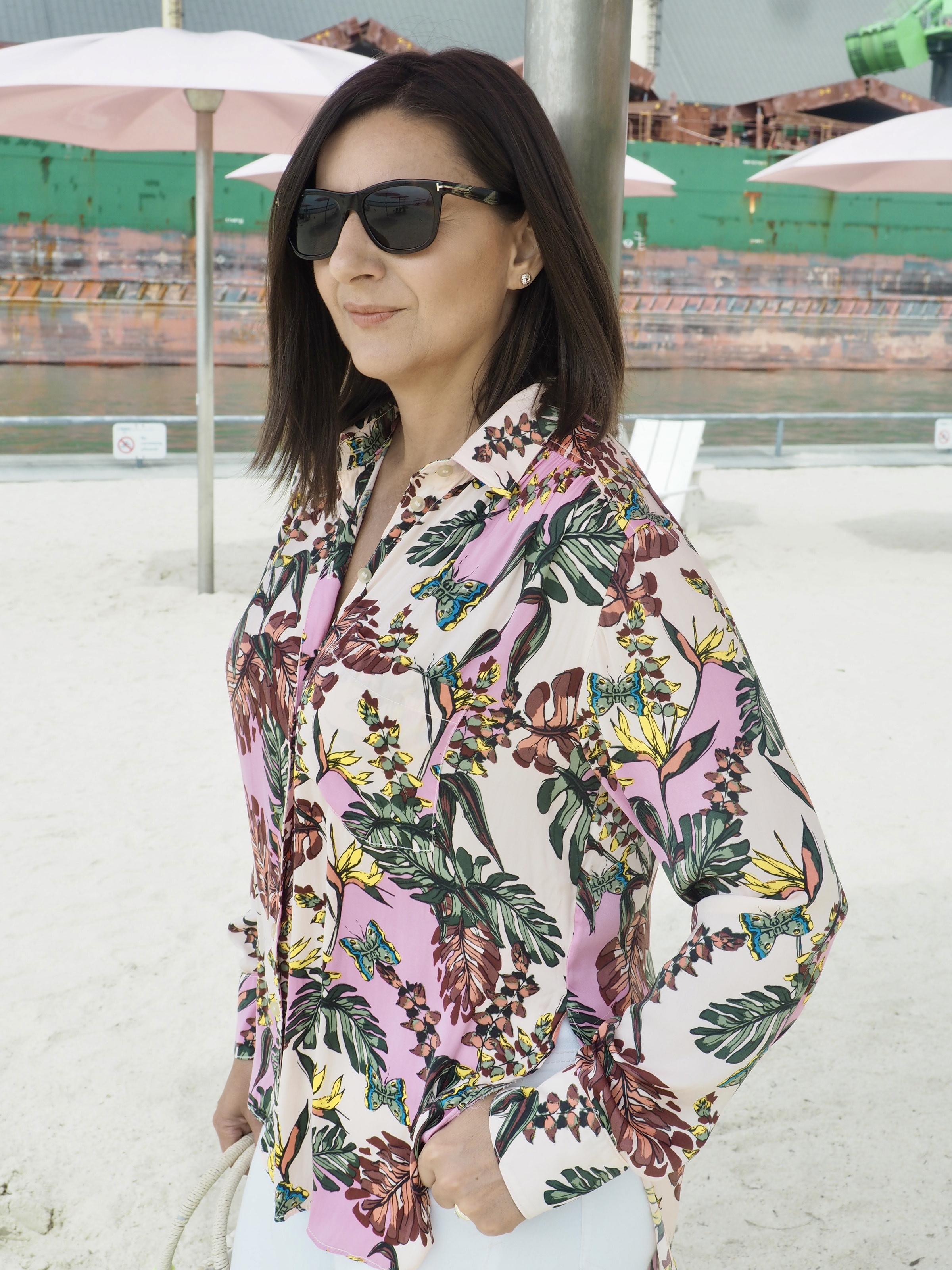 BM71175 PRINTED TOP ALMOND