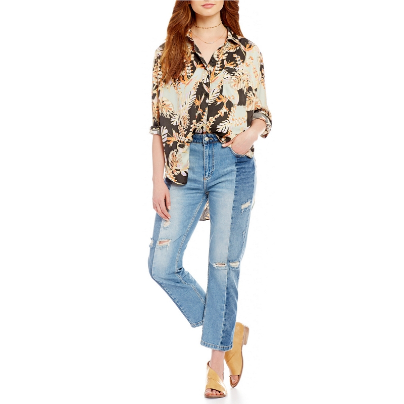 BM71175 PRINTED TOP BLACK